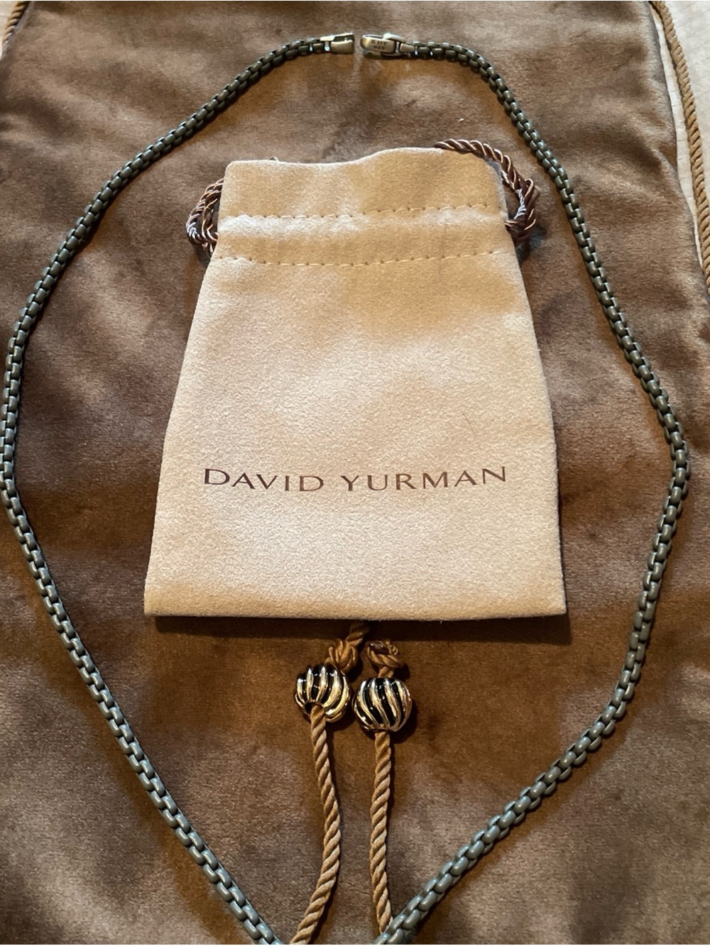 David Yurman Bel Aire Grey  and Silver 24” necklace 5mm
